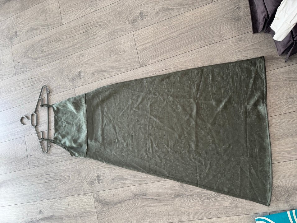 H&M Gri Askılı Uzun Keten Elbise - Görsel 3