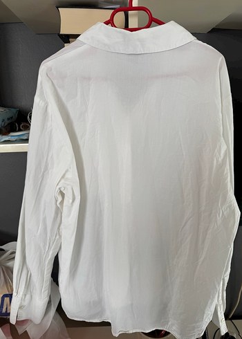 H&M Kadın Beyaz Pamuklu Düğmeli Gömlek - Görsel 4