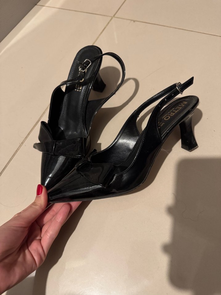 Siyah Yılan Desenli Tokalı Stiletto - Görsel 4