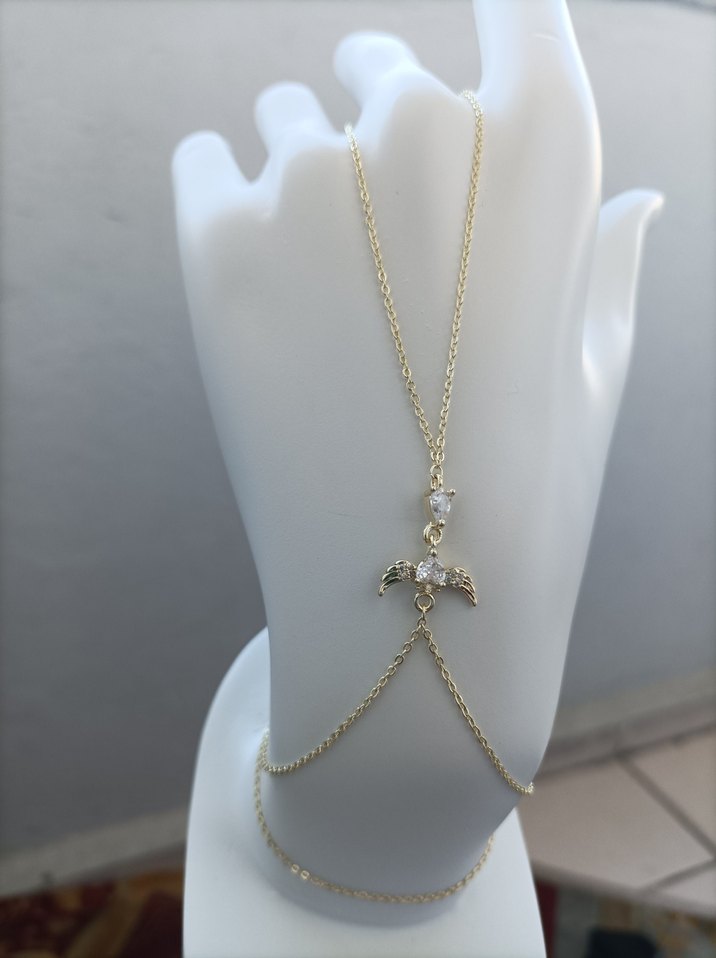 Diger Altın Renk Zincir Detaylı Kadın El Zinciri - Görsel 3