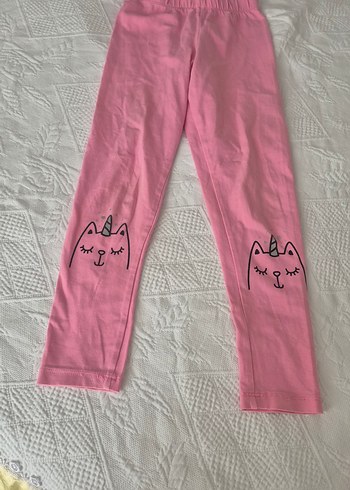 Pembe Kız Çocuk Tayt Unicorn Baskılı