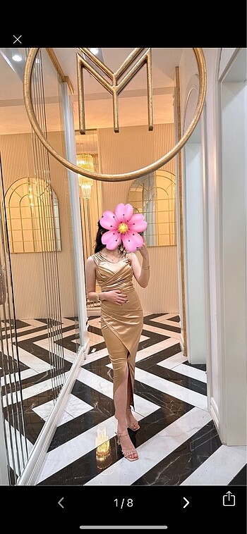 Gold Saten Elbise