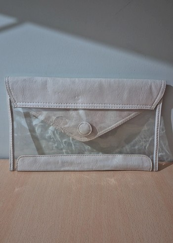 Şeffaf Detaylı Beyaz Kadın Portföy Çanta - Görsel 2