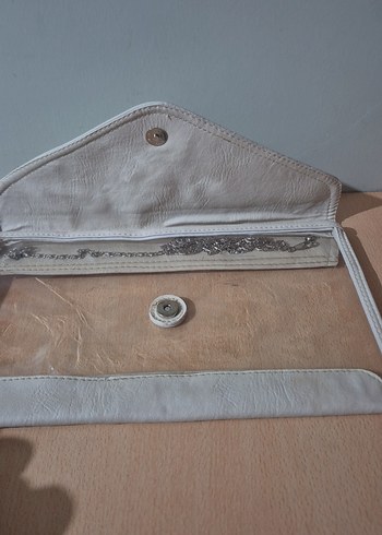 Şeffaf Detaylı Beyaz Kadın Portföy Çanta - Görsel 3