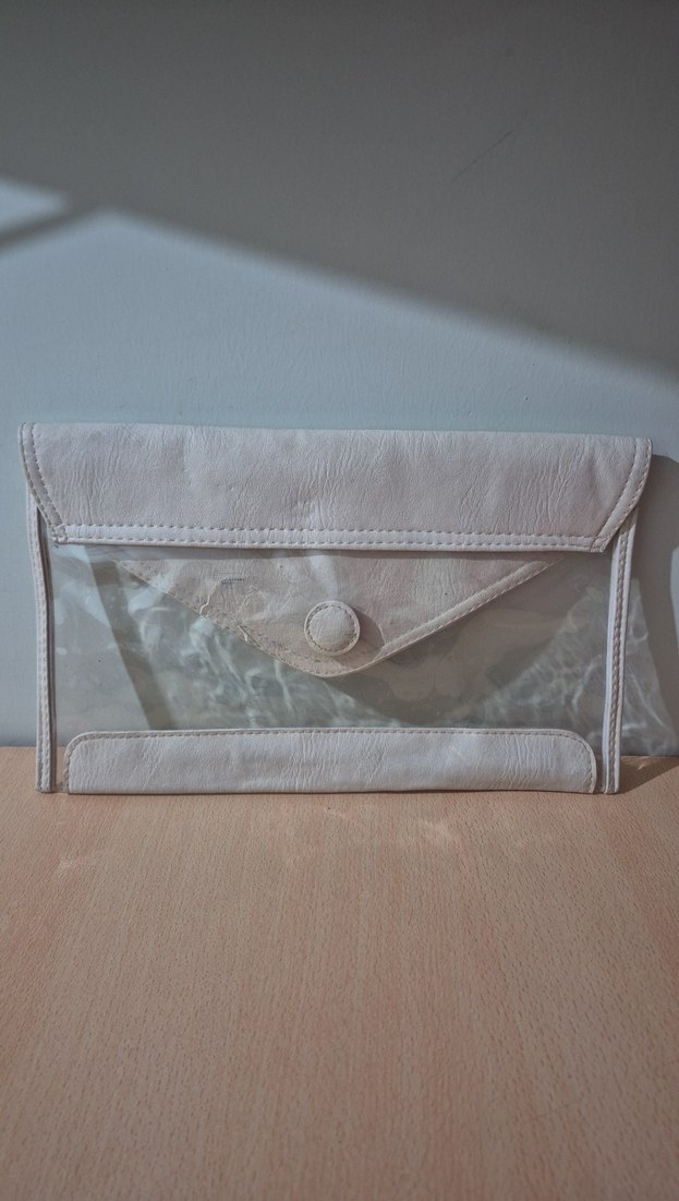 Şeffaf Detaylı Beyaz Kadın Portföy Çanta - Görsel 2