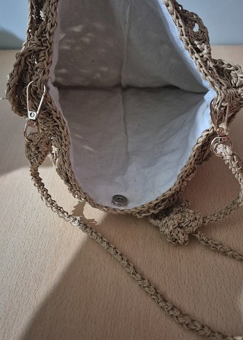 Bej Nakışlı Örgü Bohem Kadın Çantası - Görsel 3