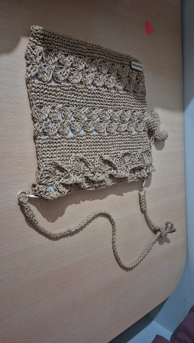 Bej Nakışlı Örgü Bohem Kadın Çantası - Görsel 2