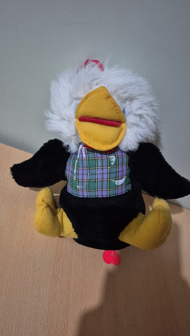 Siyah ve Gri Peluş Oyuncak Kuş - Görsel 2