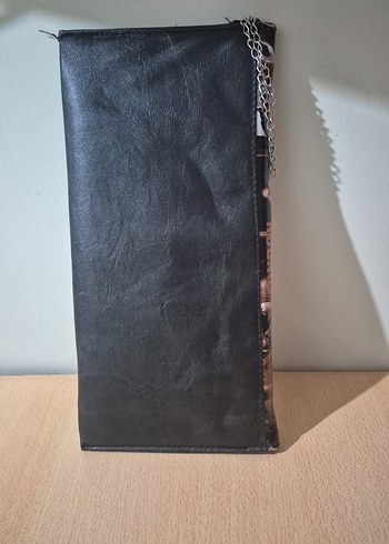 Deri Baskılı Siyah Kadın Portföy Çanta - Görsel 3