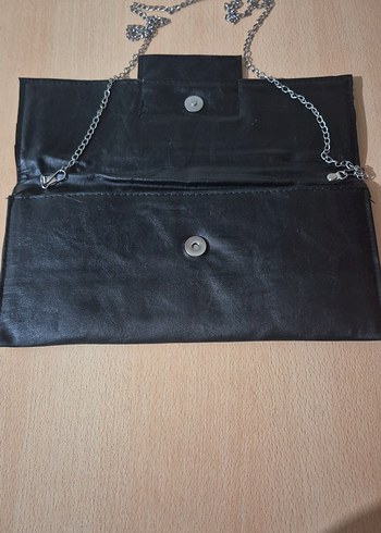 Deri Baskılı Siyah Kadın Portföy Çanta - Görsel 4