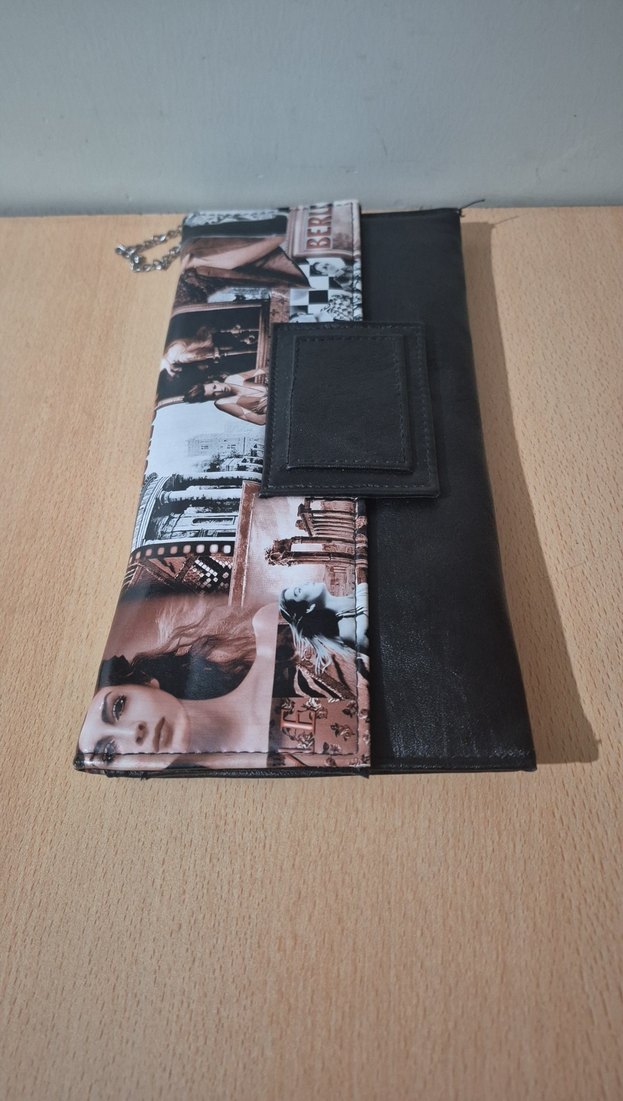 Deri Baskılı Siyah Kadın Portföy Çanta - Görsel 2