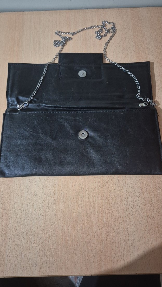 Deri Baskılı Siyah Kadın Portföy Çanta - Görsel 4