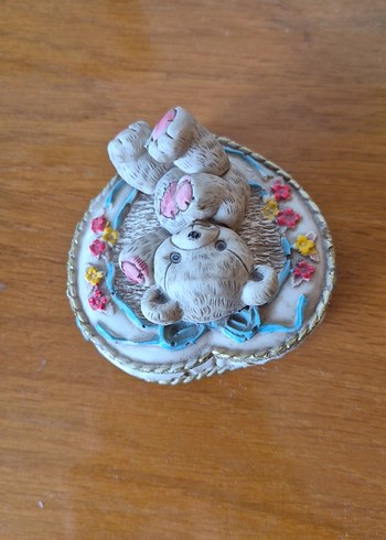 Kalp Şeklinde Ayıcık Figürlü Dekoratif Kutu - Görsel 3