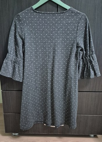 Gri Puantiyeli Hamile Bluzu, Kısa Kollu, Düğmeli - Görsel 3