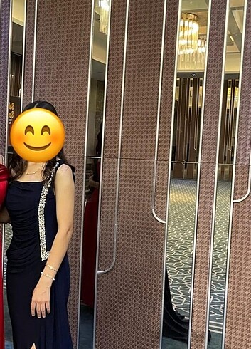 s Beden lacivert Renk Taşlı tek kol abiye