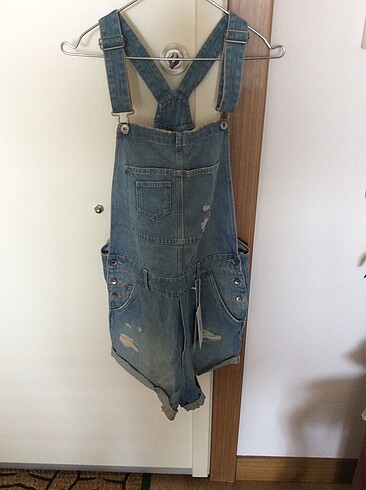 38 Beden mavi Renk H&M Mavi Denim Şort Tulum/ Slopet