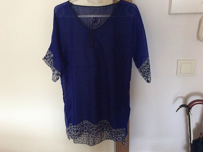 Lacivert/ Saks Mavi Şile Bezi Plaj Giysisi - Görsel 2