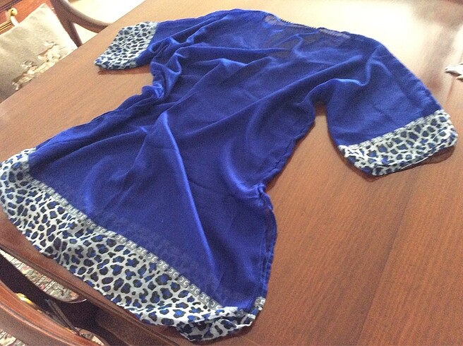 Lacivert/ Saks Mavi Şile Bezi Plaj Giysisi - Görsel 3