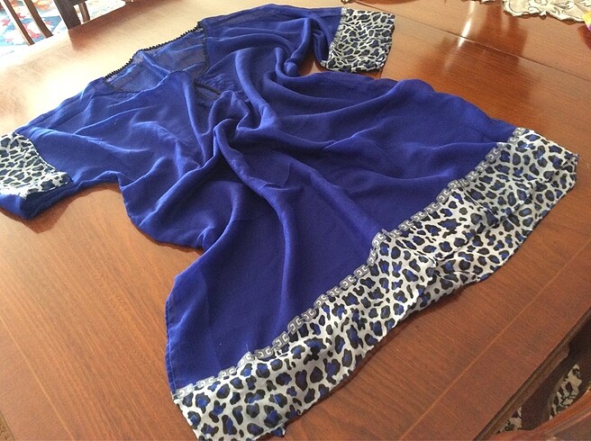 Lacivert/ Saks Mavi Şile Bezi Plaj Giysisi - Görsel 4