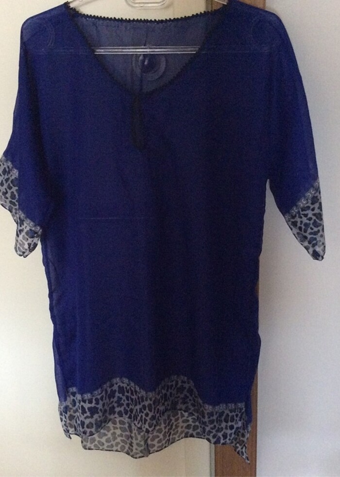 Lacivert/ Saks Mavi Şile Bezi Plaj Giysisi - Görsel 2