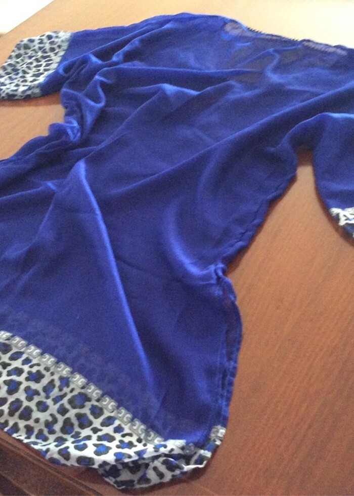 Lacivert/ Saks Mavi Şile Bezi Plaj Giysisi - Görsel 3