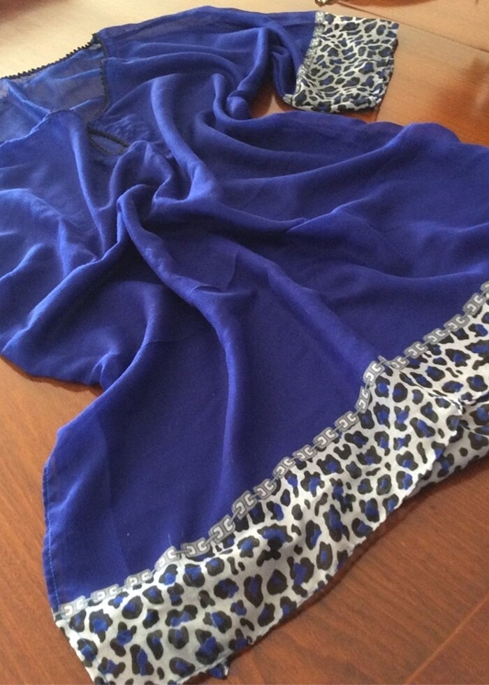 Lacivert/ Saks Mavi Şile Bezi Plaj Giysisi - Görsel 4