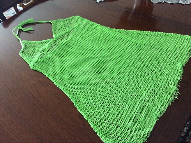 Ay-Yıldız Yeşil File Plaj Elbisesi - Görsel 5