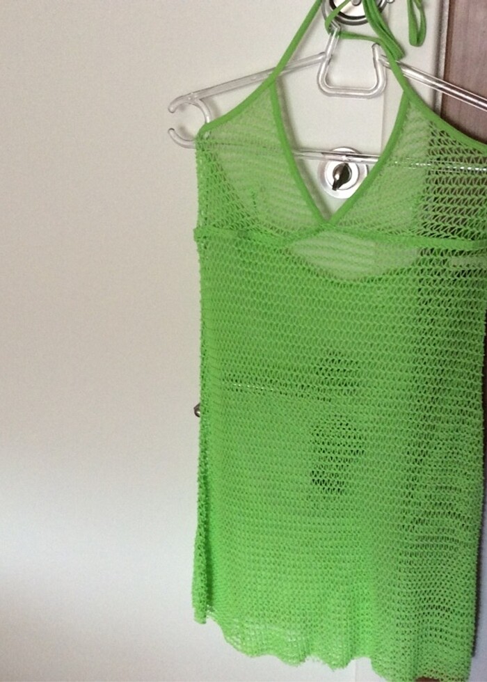 Ay-Yıldız Yeşil File Plaj Elbisesi - Görsel 2