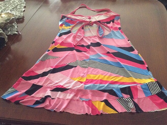 Vivid Çok Renkli Plaj Elbisesi - Görsel 3