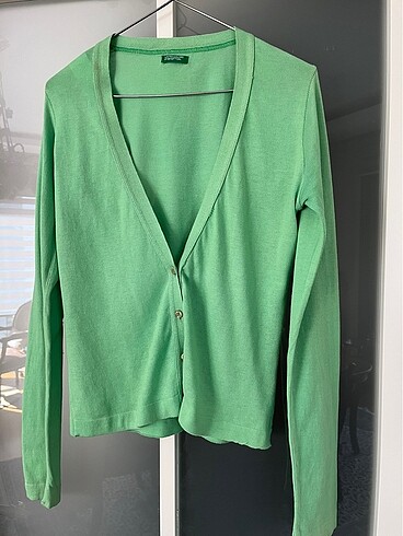 Benetton Yeşil Pamuklu Hırka