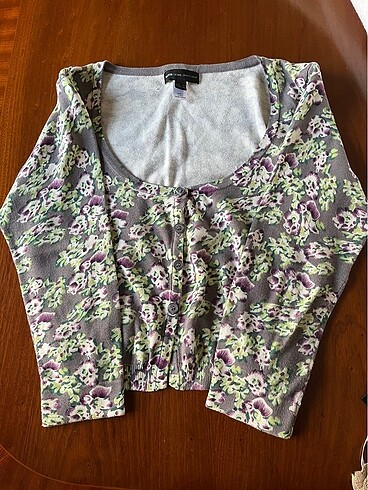 l Beden Mango Desenli Crop Hırka