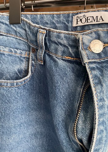 Düğmeli Mavi Denim Pantolon