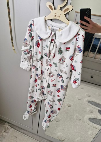 Baskılı, Fermuarlı Beyaz Bebek Tulum - Görsel 5