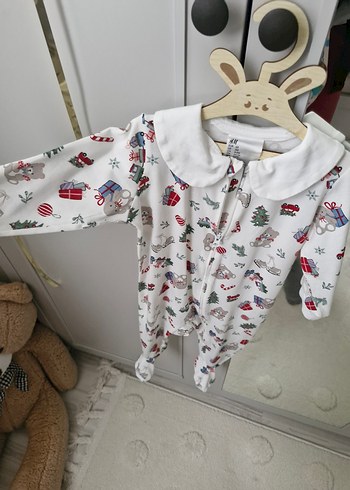 Baskılı, Fermuarlı Beyaz Bebek Tulum - Görsel 2