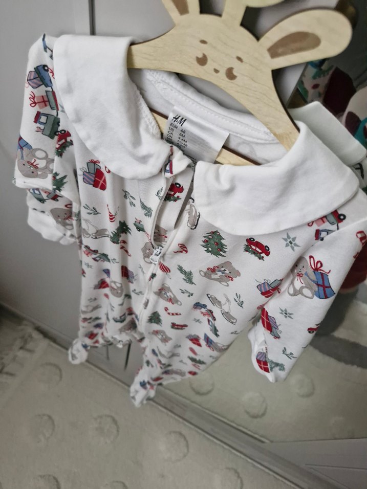 Baskılı, Fermuarlı Beyaz Bebek Tulum - Görsel 4