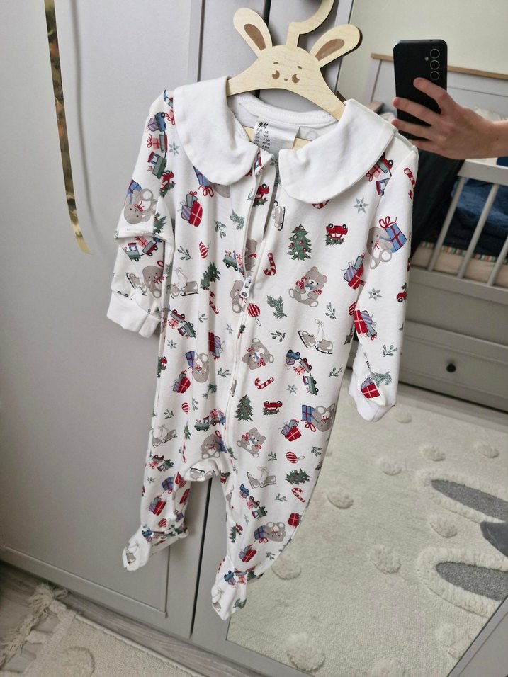 Baskılı, Fermuarlı Beyaz Bebek Tulum - Görsel 5