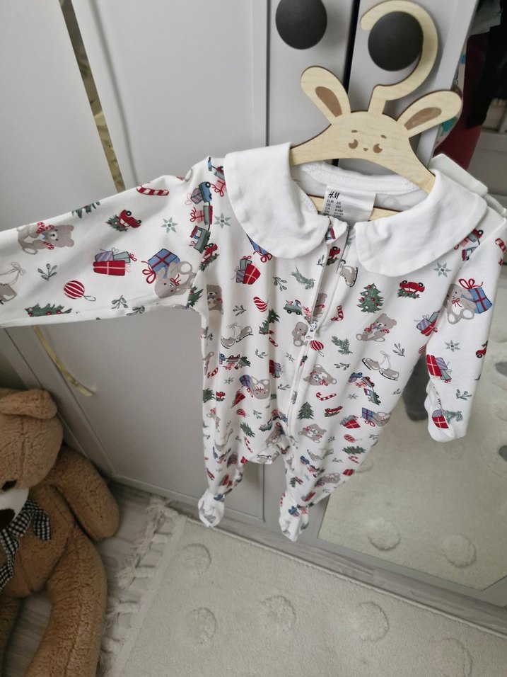 Baskılı, Fermuarlı Beyaz Bebek Tulum - Görsel 2