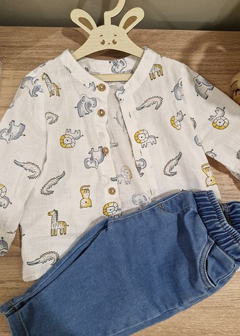 LCW Baby Erkek Bebek Gömlek ve Pantolon 2'li Set - Görsel 5