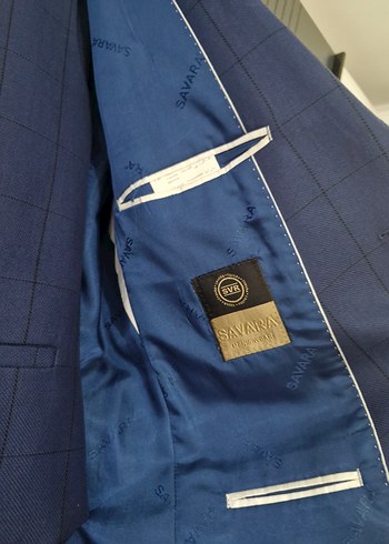 Erkek LACIVERT Kareli Düğmeli Ofis Takımı - Görsel 3