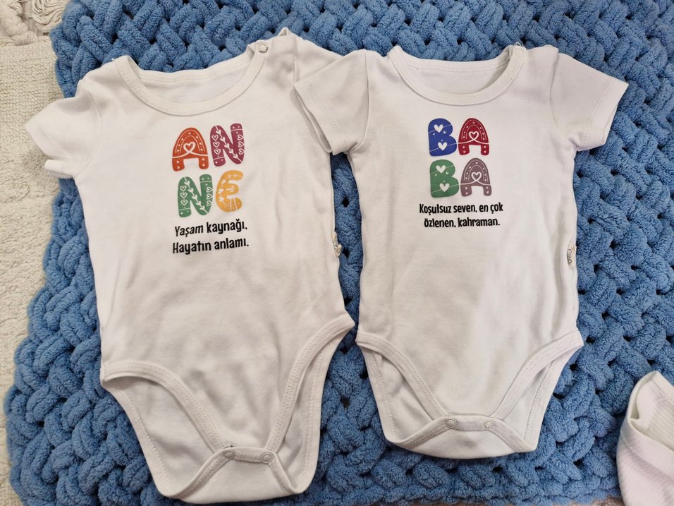 Desenli Kısa Kollu Bebek Body - Görsel 3