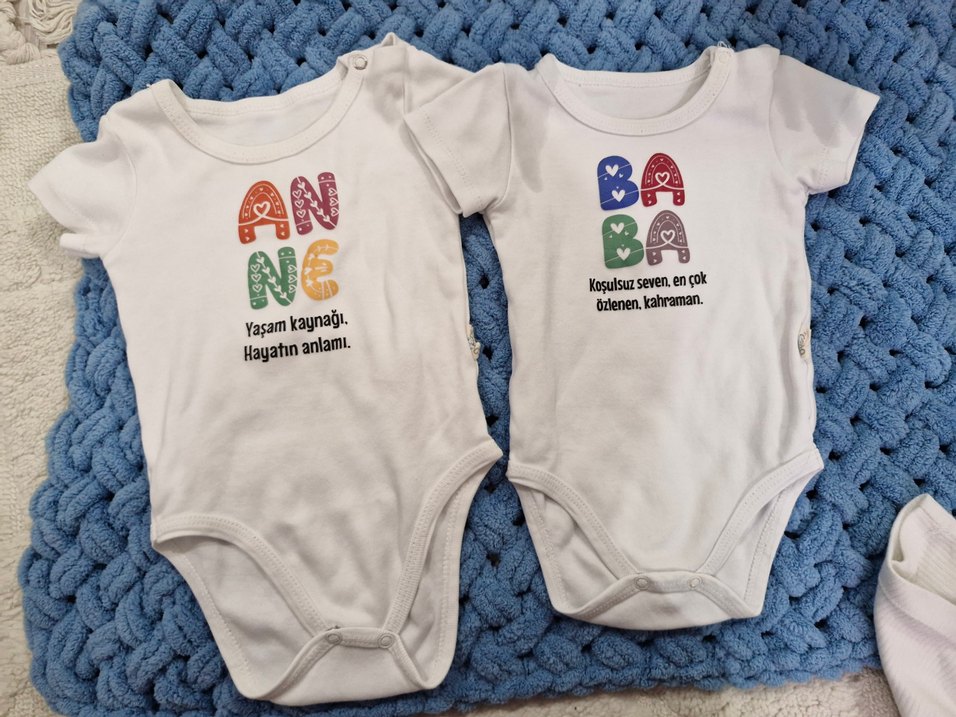 Desenli Kısa Kollu Bebek Body - Görsel 2
