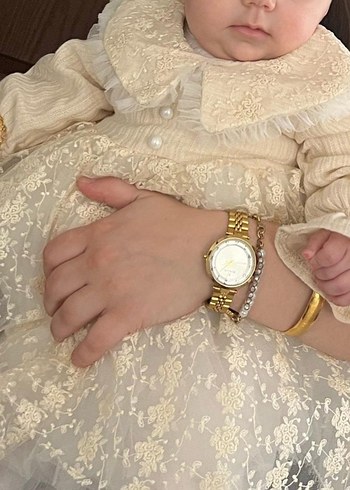 Bej Dantel Nakışlı Klasik Kız Elbisesi - Görsel 6