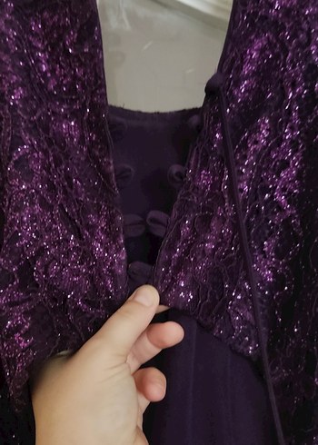 Sırt Detaylı Mor Uzun Abiye Elbise - Görsel 5