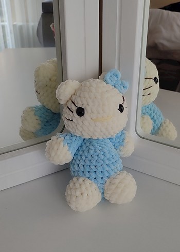el örme Pastel Mavi Peluş Oyuncak Ayıcık