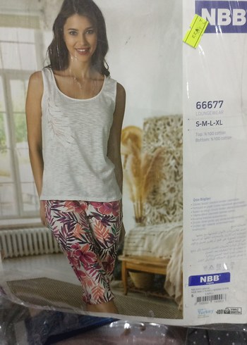 Gri Batik Desenli Kolsuz Mini Kadın Pijama
