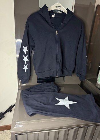 Kız Çocuk Kapüşonlu Fermuarlı Gri Eşofman Takımı - Görsel 2