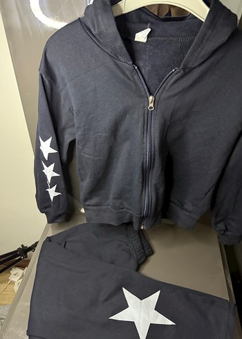 Kız Çocuk Kapüşonlu Fermuarlı Gri Eşofman Takımı - Görsel 3