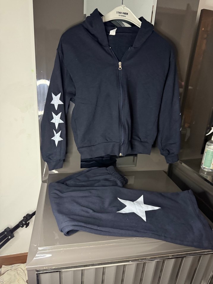 Kız Çocuk Kapüşonlu Fermuarlı Gri Eşofman Takımı - Görsel 2