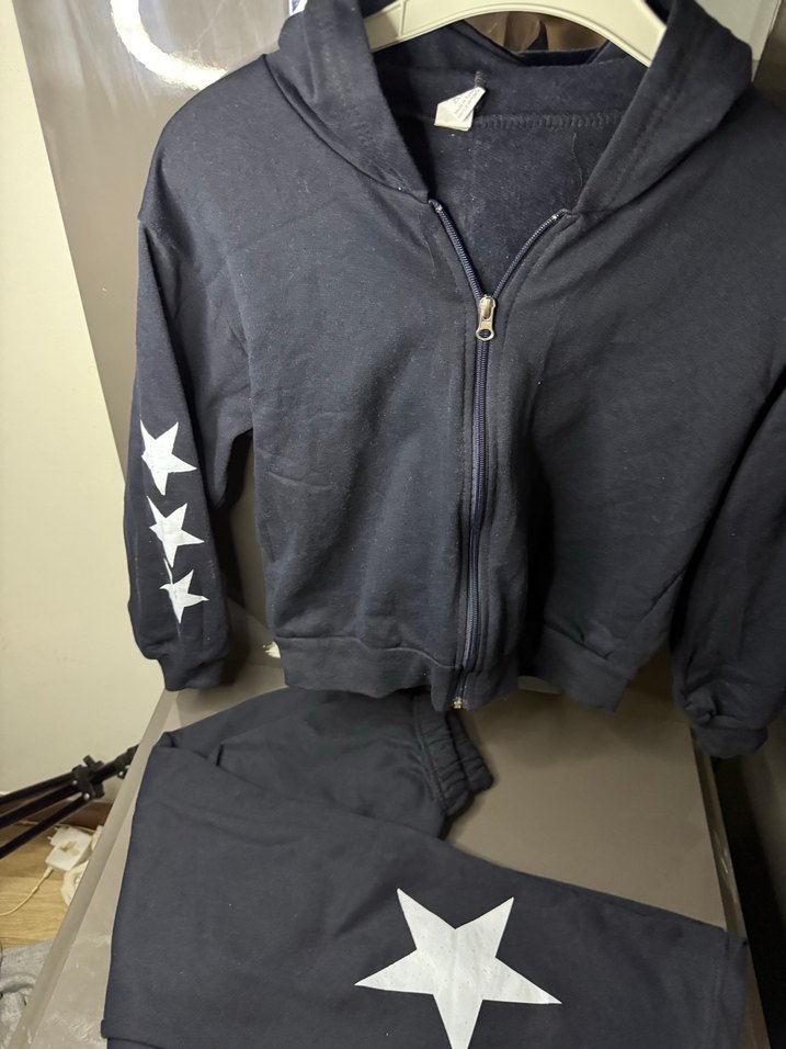 Kız Çocuk Kapüşonlu Fermuarlı Gri Eşofman Takımı - Görsel 3