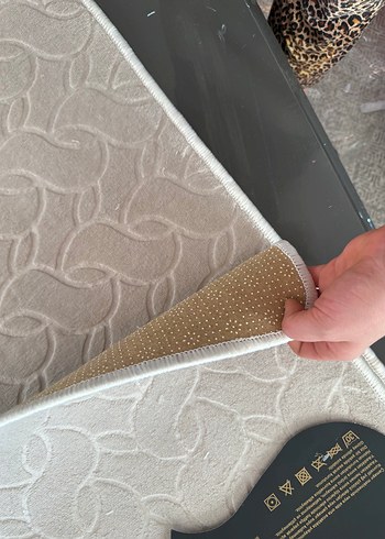 Elvira Beyaz Gri Desenli Banyo Paspası - Görsel 4